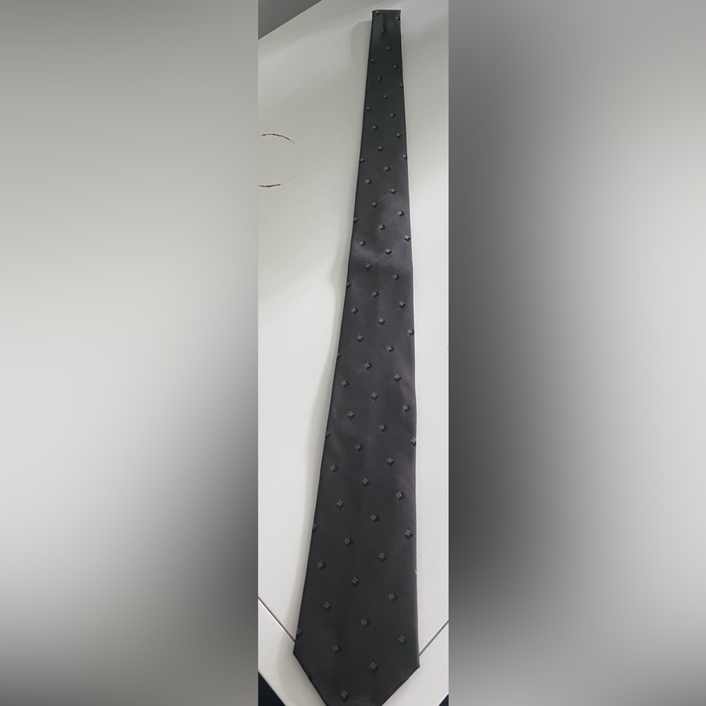Giorgio Armani Black Silk Tie with Subtle Pattern